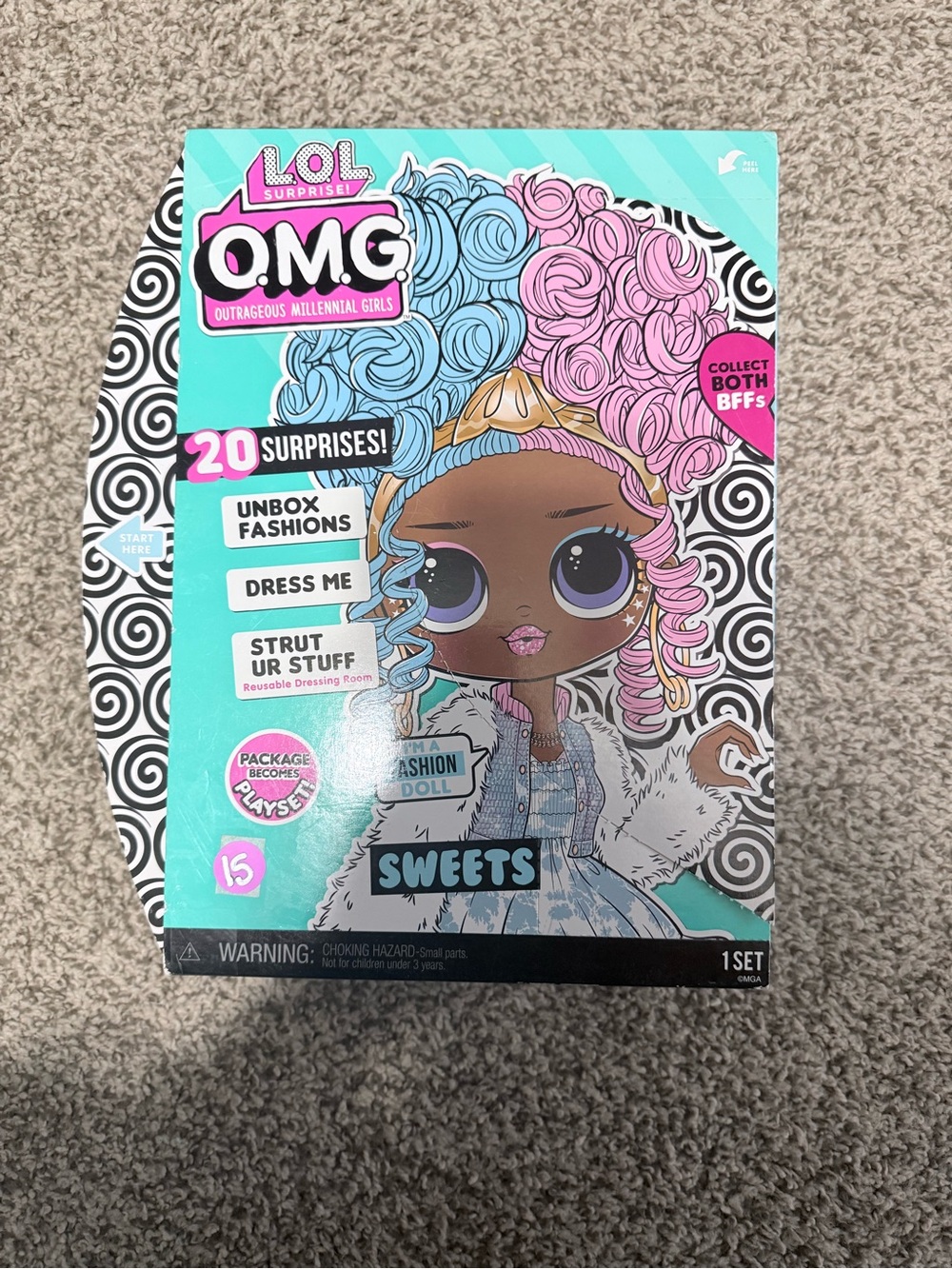 L.O.L. Surprise! OMG Fashion Doll - Pink & Blue Hair, Teal Packaging